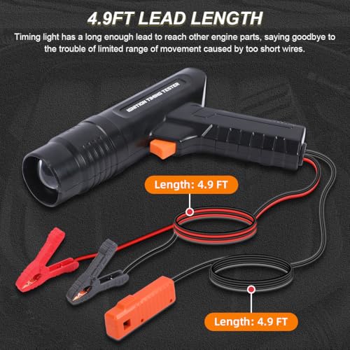 DUOYI Timing Light Automotive Engine Timing Lights 12V Ignition Timing Light with Strobe Lamp Inductive Timing Tool Kit Reverse Polarity/Overload Protection Ignition Timing Tool with 10ft Test Lead