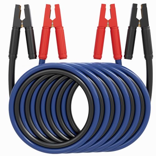 Heavy Duty Jumper Cables, 0 Gauge 30 Feet 1000AMP, Automotive Booster Cables for 12V & 24V Cars, Jump Starter for Dead or Weak Batteries, Suitable for 8L Gas & 6L Diesel, Includes Carry Bag