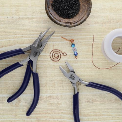 The Beadsmith 3-Piece Pliers Set – Kit Includes: Chain Nose, Round Nose and Flush Cutter with Tungsten Carbide Blades – Make Bracelets, Necklaces & Earrings – Tools for Jewelry Making - style: 3 PC Set