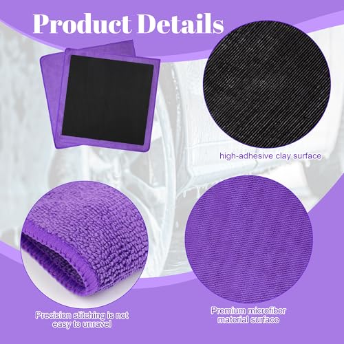 Clay Towel 2 Pack 12 x 12 Inch, Orange Clay Bar Towel for Auto Detailing Microfiber Car Cloth Cleaner Automotive for Car Detailing - color: Purple