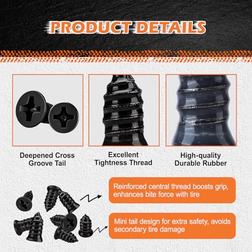 108 Pcs Tire Screw Plug Repair Kit, Tire Repair Screws with Tire Glue, Tire Repair Rubber Nail, Fast Self-Service Screw Tire Plug Kit for Tires, Car, Truck, Motorcycle, Tractor Puncture Repair