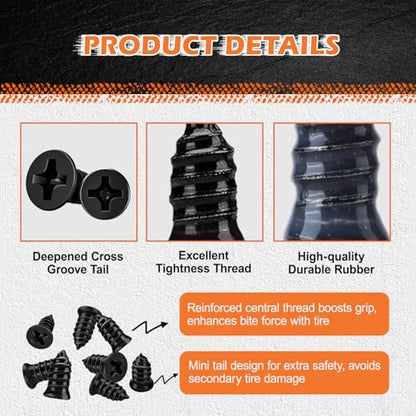 108 Pcs Tire Screw Plug Repair Kit, Tire Repair Screws with Tire Glue, Tire Repair Rubber Nail, Fast Self-Service Screw Tire Plug Kit for Tires, Car, Truck, Motorcycle, Tractor Puncture Repair