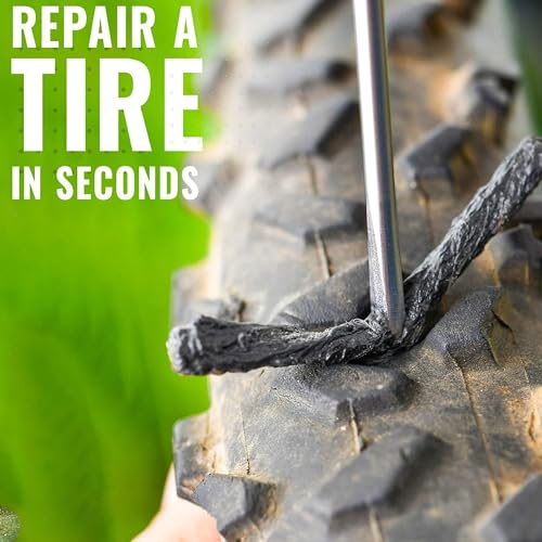 PRO Bike Tool Tubeless Bike Tyre Repair Kit – for MTB and Road Bicycle Tyres – Fix a Puncture or Flat, Fast – Tackle Set Includes Storage Canister, Plugger Tool and Plugs - color: Titanium