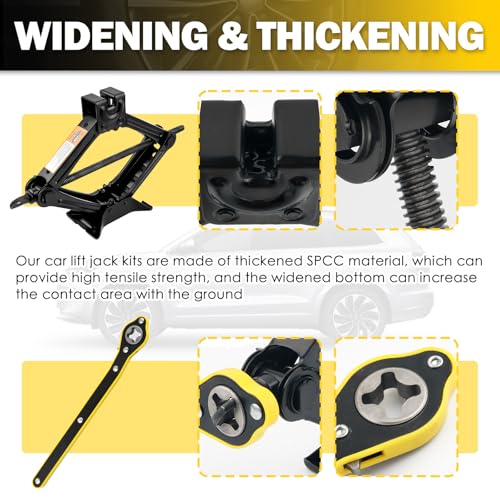 1.5T Scissor Jack for Car,Heavy Duty Scissor Car Jack Kit with Saving Effort Ratchet Wrench,Portable Tire Jacks Kit for Cars as Cars Emergency Tool Lift Range 3.94-13.19"