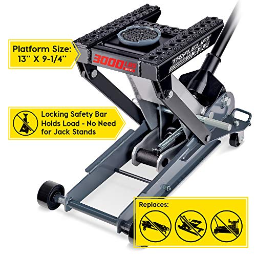 Powerbuilt 3000 Pound Triple Lift Garage Jack, Heavy Duty Vehicle, Truck, Car, Motorcycle, Transmission Lift, 1.5 Ton Capacity, 620622 - color: Black, size: 1.5 Ton