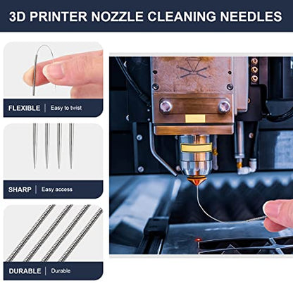 Complete 26-Piece 3D Printer Nozzle Wrench Maintenance Kit: Includes 20 Cleaning Pins with Storage Box, 2 Tweezers, 2 Copper Wire Brushes, 2 L-Shaped Wrench Tools for Optimal 3D Printing Performance - style: 3D printer nozzle cleaning