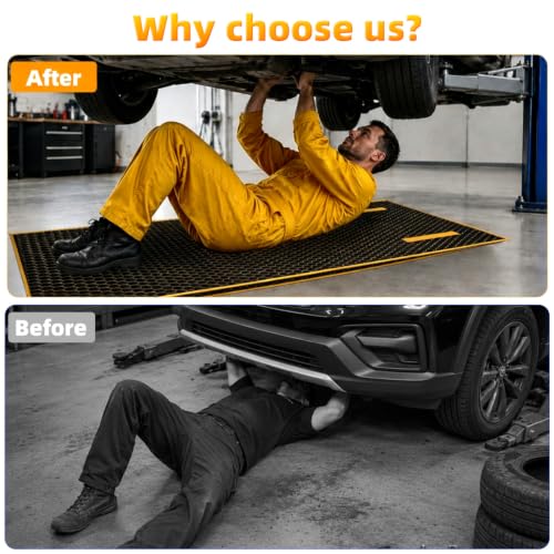 Magic Rolling Creeper Mat, 60 x 28 in Foldable Under Car Repair Pad | with Storage Bag, Multifunctional Automotive Creeper Mechanic Mat for Low Clearance, Working On The Ground, Special Roads - color: YELLOW
