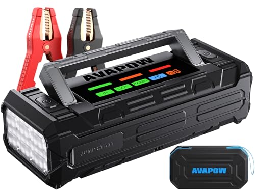 AVAPOW TJ68 10000A Battery Jump Starter Portable with 4" HD Display PD 65W Dual-Way Fast Charging,12V Jump Box, Car Battery Jump Starter for All Gas & Up to All Diesel Engines - size: 10000A