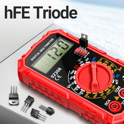 ANENG Multimeter,SZ308 DC AC Volt Meter,Ohm Digital Multimeter Tester,Measures Voltage,Current,Resistance,Continuity,Diodes, Electrical Tester for Househould Tools,Automotive Battery Test(Red) - style: SZ308 Red (With 16-piece test set)