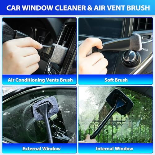 THINKWORK Car Cleaning Kit, Car Vacuum Kit, Gray Car Interior Detailing Kit with 8000PA High Power Vacuum, Including 7Pcs Detailing Brush Set and Bag - color: Gray(20pcs)