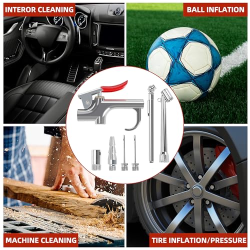 17PCS Air Compressor Accessories Attachment Kit, 1/4’’ Air Hose Fittings, Blow Gun, Tire Gauge, Air Chuck