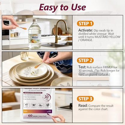 120 Swabs Lead Test Kit,Quick Results in 30s Lead Detector,Enhanced Lead Testing Formulation at Home Lead Paint Test Kit Testing for Paint,Crockery,Toys,Jewellery,Metals, Ceramics,Woodwork - size: 120 Swab