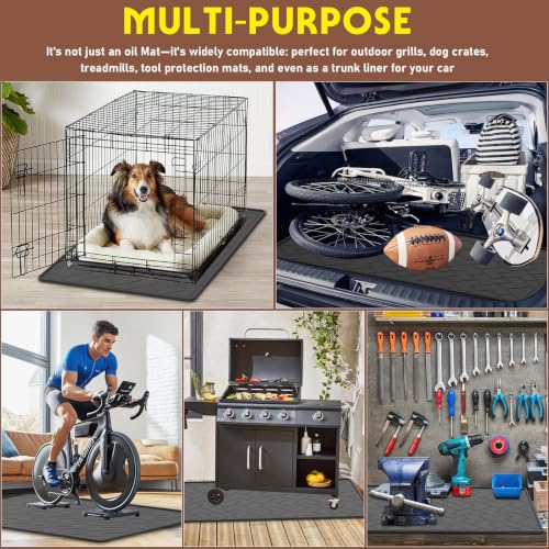 Oil Spill Mat for Garage, 60" x 37" Heavy Duty TPE Oil Change Mat with Raised Edge, Reusable Oil Drain Pan, Waterproof, Oil-Proof, Non-Slip Under Car Mat,Protect Garage Surface from Spill & Stain | Oil Spill Mat