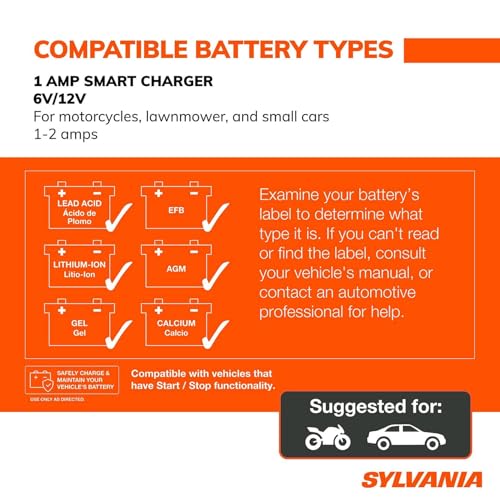SYLVANIA - Smart Charger - Heavy-Duty, Portable Car Battery Charger - Make Charging Your Car Battery Easy - Use as Battery Maintainer & Charger - 12V or 24V Voltage Output - 8 AMP