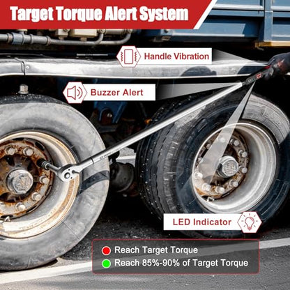 VANPO Digital Torque Wrench 3/4-Inch 31–627 ft-lb for Heavy Equipment | ±2% Accuracy, Electronic Torque Wrench with LED, Buzzer, Vibration Alert for Heavy Truck, Industrial Equipment & Agricultural - size: 3/4-inch 31-627 Ft-lb/42-850 Nm