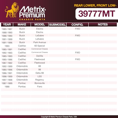 Metrix Premium Chassis Parts - Rear Lower Ball Joint Fits 85-87 Buick Electra FWD, 88-90 Electra, 86-90 LeSabre FWD, 91-99 LeSabre, 91-96 Park Avenue, 93 Cadillac 60 Special, 92-99 Oldsmobile 88 K5297 - size: K5297