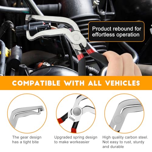 Car Clip Pliers/Disassembly Tools,Efficient Multi-Functional Automotive Snap Ring Pliers,Electrical Disconnect Pliers for Cars,Connector Separator Tool and Fuel line disconnect tool (4PCS) - color: Black