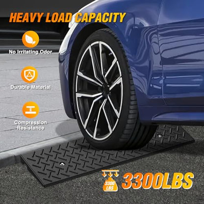 Nilight 1.6" Rise Curb Ramps, Heavy Duty Rubber Driveway Threshold Shed Ramp for Sidewalk Cars Lawn Mower Wheelchairs Motorcycles, 3300lbs Load Capacity - size: 1.6" Rise