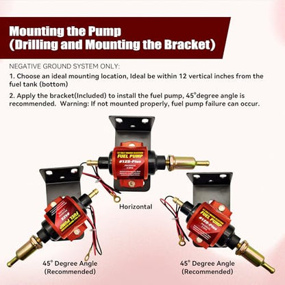 Universal 12 Volt Electric Fuel Pump 5-9 PSI, 35GPH, Super 12S Plus for Gasoline Diesel Engines with 5/16 Inch (8mm) ID Fuel Line Hose 6.56FT - color: 5-9PSI 35 GPH for Gasoline+ 6.56FT Fuel Line