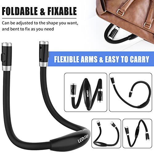 LEDGLE Neck Rechargeable Knitting Light with 3 Adjustable Brightness, Flexible Soft Silicone Arms - Hands Free Braiding Light for Reading, Crochet, Camping Repairing - style: Old Design- Black