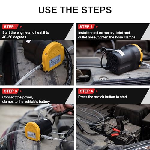 Oil Extractor Pump, 12V 60W Oil Change Pump for Car, Small Truck, Tractor | Oil Transfer Pump, Motor Oil (40℃-50℃), Quick and Clean Oil Changes, Oil Extractor Pump for Cars, Tractor, Motorbike, Truck