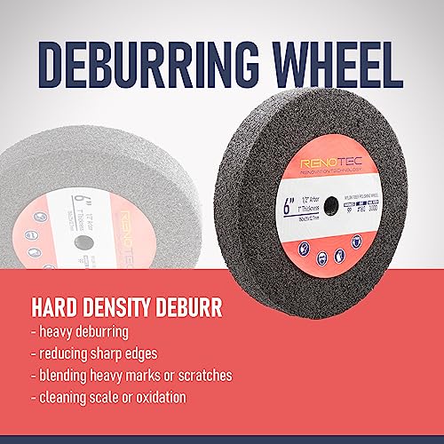 6 inch 9P Hardness Deburring Wheel, Pack of 3, 180 Grit, Nylon Fiber Buffing Wheels. for Bench Grinder Buffing Machine Polishing Stainless Steel. 1/2 inch Arbor, 1 inch Thickness - style: Deburring Wheel 3 Pcs