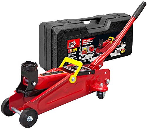 BIG RED T820014S Torin Hydraulic Trolley Service/Floor Jack with Blow Mold Carrying Storage Case, 1.5 Ton (3,000 lb) Capacity, Red - color: Red, size: With Case, style: 1.5 Ton