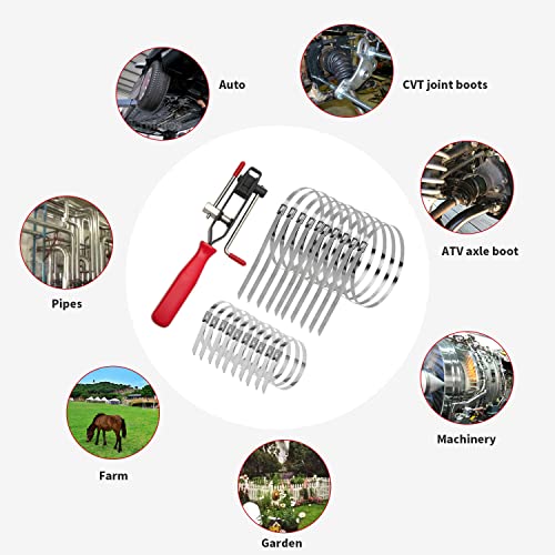 Auto/ATV CV Joint Banding Boot Axle Clamp Pliers | with 20PCS Stainless Steel CV Joint Boot Band Clamps for Most Cars - size: 21 pcs