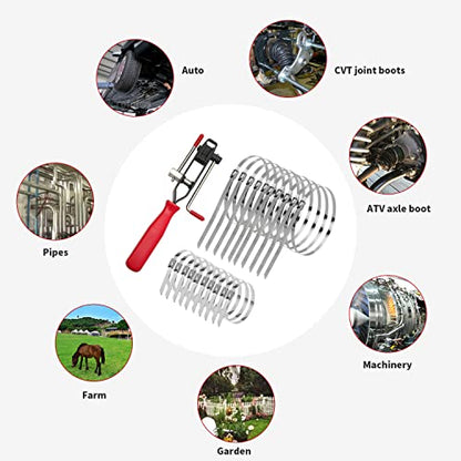 Auto/ATV CV Joint Banding Boot Axle Clamp Pliers | with 20PCS Stainless Steel CV Joint Boot Band Clamps for Most Cars - size: 21 pcs