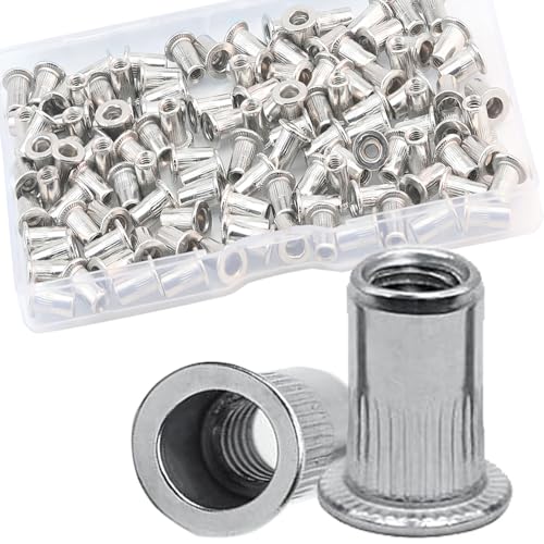 120Pcs M3 Rivet Nuts, 304 Stainless Steel Flat Head Rivnut Threaded Insert Nutsert Rivet Nut - color: Silver, size: M3