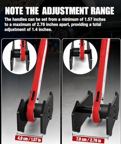 Brake Tools, Brake Caliper Compression Tool,360° Swing Ratchet Switch With Additional 2 pcs Large Steel Plate and 2 Hooks Nylon Grip Work Gloves for Single/Twin/Quad Piston,Car,Truck,SUV(Red)