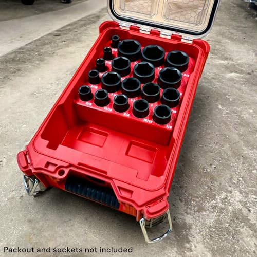 Packout Insert compatible with Milwaukee 1/2" Shockwave 19-Piece Impact Socket Set (49-66-7012)