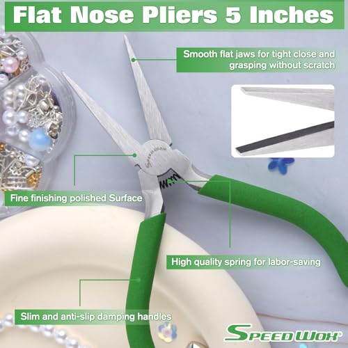 SPEEDWOX 5 Inch Flat Nose Pliers For Jewelry Making - Mini Duckbill Pliers Fine Nose Plier Precision Smooth Jaw Mini Wire Bending Craft Tool For Beading Ring Opening Straightening & Looping - style: Mini Curved Nose Pliers Serrated Jaw