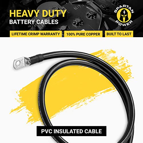 Spartan Power Battery Cable 12 Foot 1/0 Gauge AWG Wire Set 5/16" M8 Made in USA - color: 1/0 AWG-SET-5/16", size: 12-FT