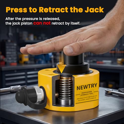 NEWTRY Hydraulic Ram Jack 10T Hydraulic Cylinder Low Profile Ram Jack Multi-Section 1” Stroke Lifting Cylinder Mini Portable for Machinery, Bridge, Construction - size: 10T