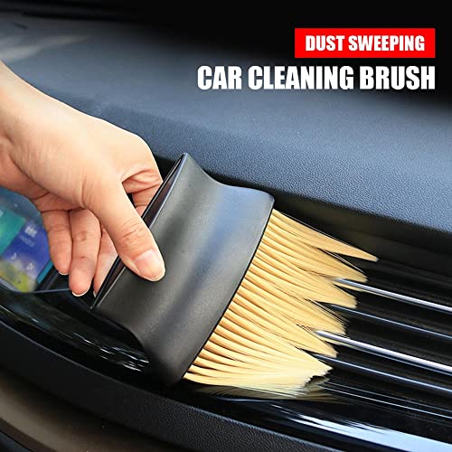 AUGEN Soft Nylon Bristle Cleaning Brush, Scratch Free Interior Exterior Car Detailing Dust Brush, Car Accessories Cleaner Tool for Dashboard Automotive Air Conditioning (Pack of 2)