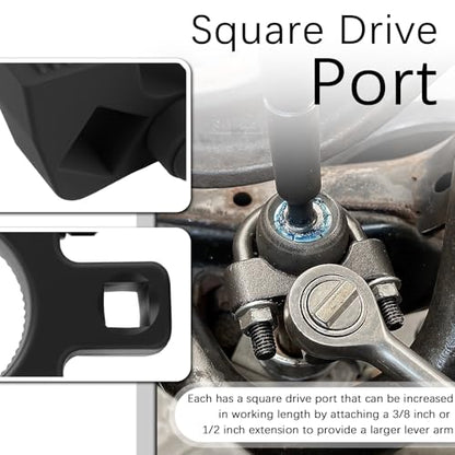 Car Inner Tie Rod Removal Tool with 1/2" Drive Port Wrench,Inner Tie Rod Tool with 3/8" Drive Port for Detaching Cross Ties Rods,Ties Rods End Removal Tools & Wrench Fits 27-42mm