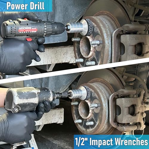 Wheel Hub Cleaning Kit,Brake Hub Cleaning Kit Includes 3 Pads,Holder and Adapter,Fits Power Drill or 1/2" Impact Driven Wrenches