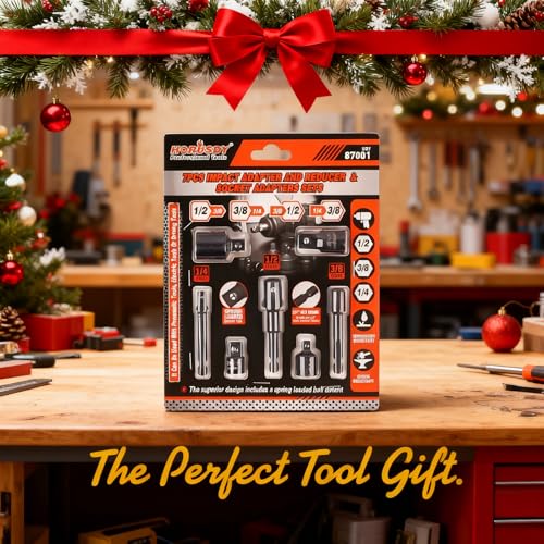 HORUSDY 7 Piece Impact Sockets Adapter Set, Hex Shank Socket to Drill Adapter 1/4" 3/8" 1/2", Cr-V Steel Impact Driver Wrench Socket Reducer Set - style: 7-PCS Adapter Set