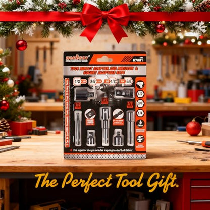 HORUSDY 7 Piece Impact Sockets Adapter Set, Hex Shank Socket to Drill Adapter 1/4" 3/8" 1/2", Cr-V Steel Impact Driver Wrench Socket Reducer Set - style: 7-PCS Adapter Set