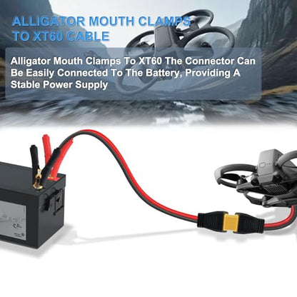 XT60 to Alligator Clip Cable 12AWG 30A XT60 Female to Alligator Clips 12V 24V, for Power Station, Cars Motorcycles, Tractor, Ship (1 m/3 ft) - size: 1 m/3 ft