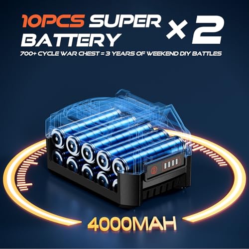 DECERK 400Nm Compact Impact Wrench - Precision Torque for DIY, Bicycle Repair & Furniture Assembly [4000mAh Dual Batteries] [1/2 Inch Driver] [21V MAX] Brushless, Cordless, Electric, Power, Gun - size: 400 N.m with Two Batteries