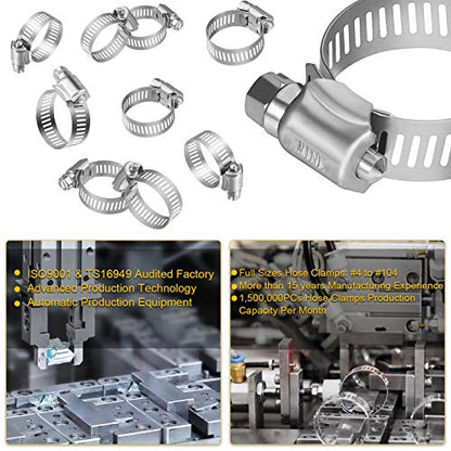 WINL Stainless Steel Hose Clamps - 16 Pack Worm Gear Drive Hose Clamps SAE 12 Clamping Range of 1/2'' to 1-1/4'' (14mm-31mm) for Automotive Plumbing, 1/2 Inch, 3/4 Inch, 1 Inch Clamps - size: SAE#12 (1/2" ~ 1-1/4")