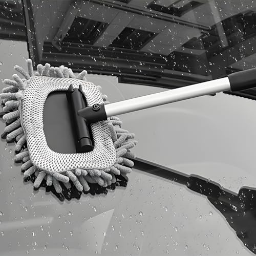 BESULEN Car Windshield Cleaning Tool, Extendable Handle Vehicle Window Cleaning Kit with 3 Reusable Pads, Automotive Interior & Exterior Windscreen Cleaner, Universal for SUV RV Truck (Rectangle) - size: Rectangle