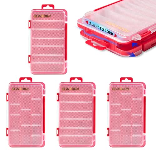 Geinxurn Small Flat Storage Parts Organizer, 4Pcs Red Portable Transparent Plastic Small Parts Tools Box with Removable Dividers, Screwdriver Bit Cases Storage(4 Pieces) - style: Flat-4pcs