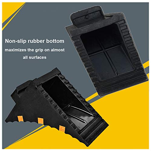 RELIANCER 2 Pack Wheel Chocks Heavy Duty Extra Large Industrial Rubber Wheel Chock Blocks w/Handle Reflective Strips for Travel Trailer Hauler Truck Fire Truck Commercial Vehicle RV 10" x 6" x 7.3"