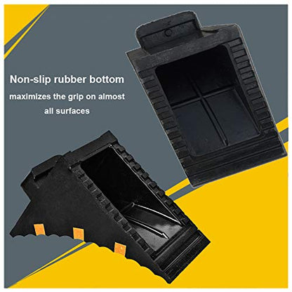 RELIANCER 2 Pack Wheel Chocks Heavy Duty Extra Large Industrial Rubber Wheel Chock Blocks w/Handle Reflective Strips for Travel Trailer Hauler Truck Fire Truck Commercial Vehicle RV 10" x 6" x 7.3"
