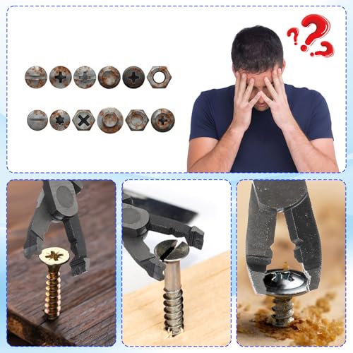 Multi-Function Screw Extractor Pliers, Stripped Screw Remover Tool with Non-slip Mouth, Remove Rusted Screws, Screws Pliers for Tightening, Loosening and Gripping Nuts and Bolts