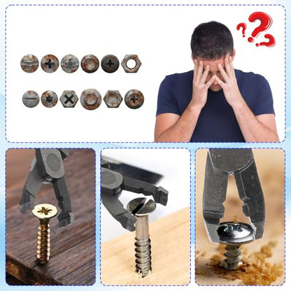 Multi-Function Screw Extractor Pliers, Stripped Screw Remover Tool with Non-slip Mouth, Remove Rusted Screws, Screws Pliers for Tightening, Loosening and Gripping Nuts and Bolts