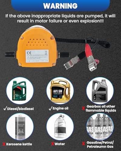 SIXIWANZI 12V 60W Oil Extractor Pump, Oil Extractor for Boat, Motorcycle, Car and lawn Equipment